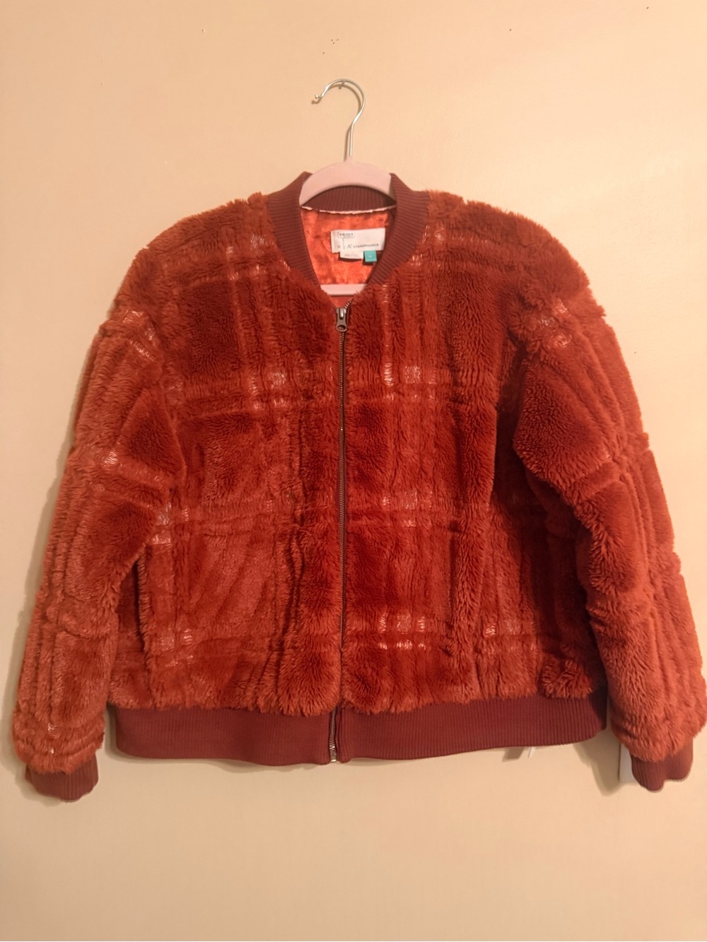 Anthropology Plaid Teddy Bomber
